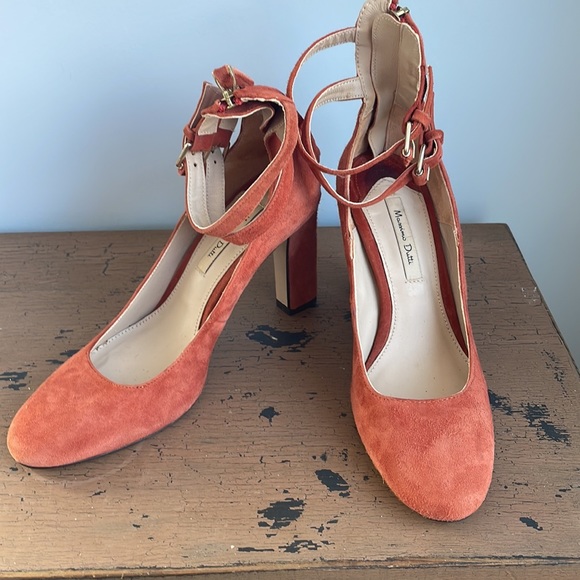 Massimo Dutti Women’s Strappy High-heels Burnt Orange Suede Size 37 (6.5 US) - Picture 3 of 13